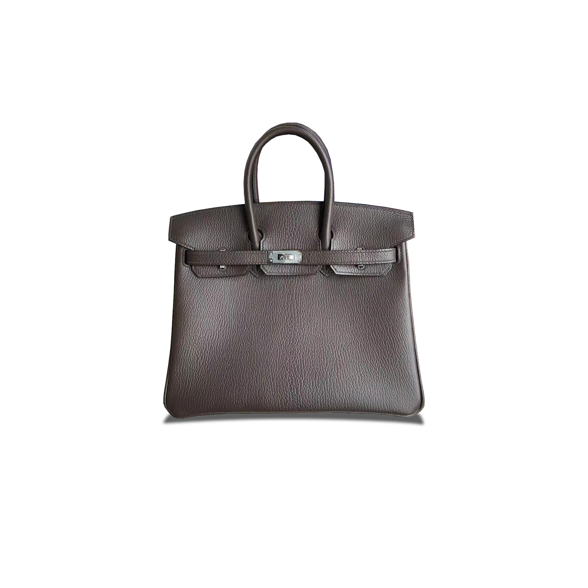 HERMÈS BIRKIN 25 CHEVRE LEATHER EBONY SILVER BUCKLE BAG H028369CC86 (25*20*13cm)